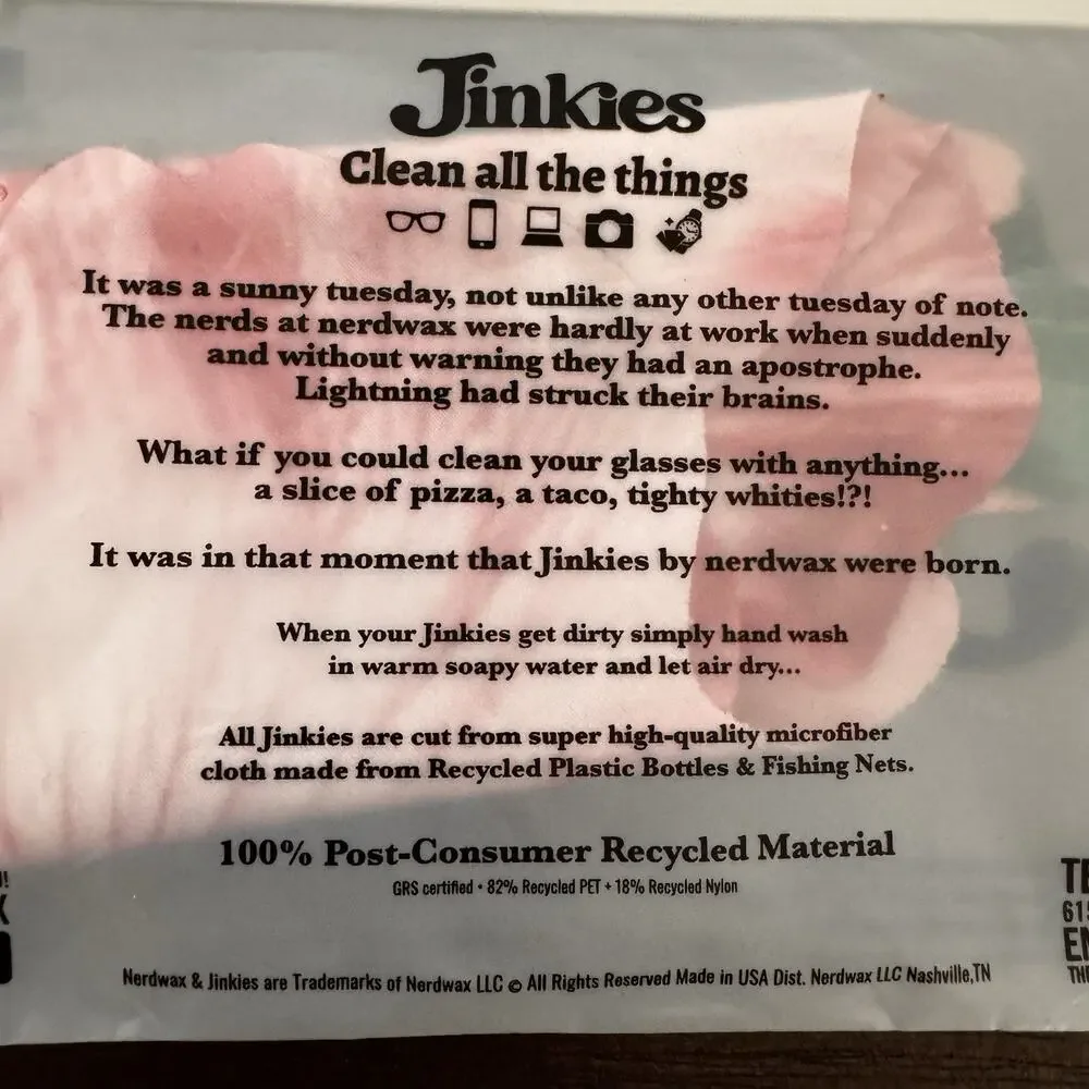 Jinkies Microfiber NEW Hibiscus Glasses Wipe Cleaner NerdWax Sustainable TIk Tok